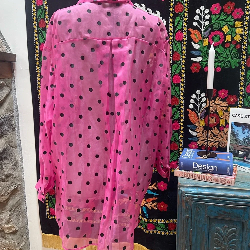 Vintage Bill Blass Sheer Oversized Button Up - Picture 6 of 8